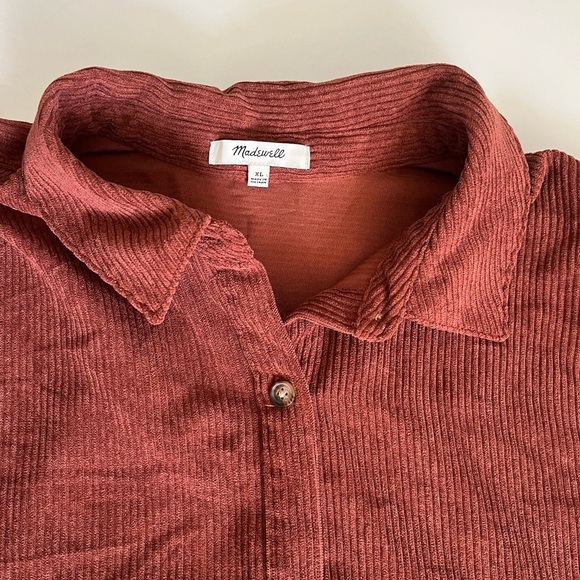 Madewell Corduroy Button Down Shirt XL Dusty Redwood Brown - Picture 5 of 12